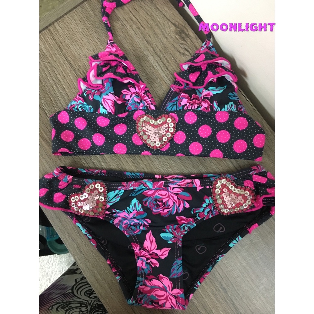 Girls Rose and heart polka dot bikini! Instagram